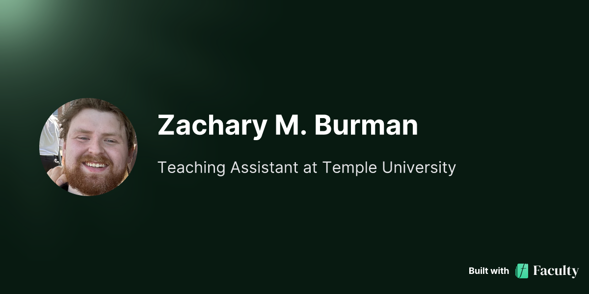 Homepage screenshot of zacharyburman.faculty.bio